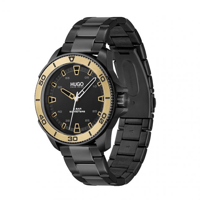 Mens Black/Light Gold Streetdiver Bracelet Watch