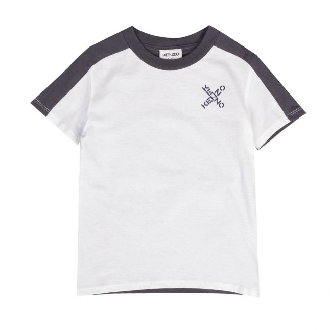 Boys White/Grey Contrast Front S/s T Shirt