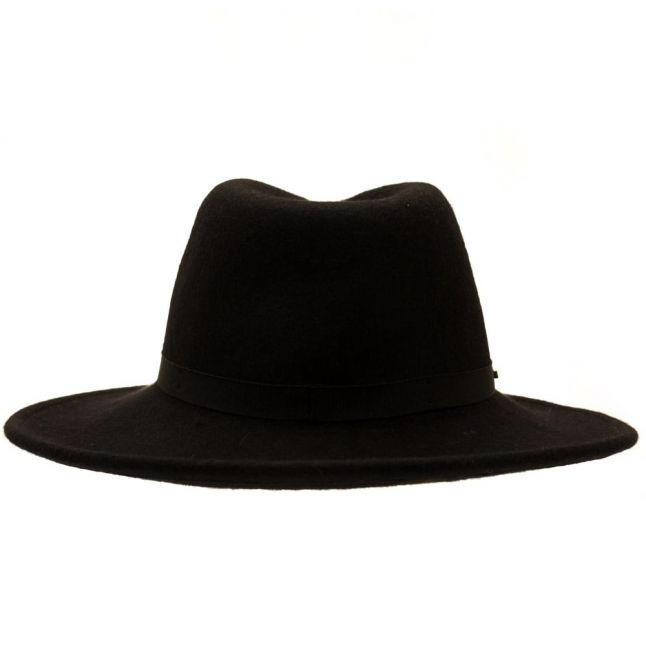 Womens Black Febee Wool Fedora Hat