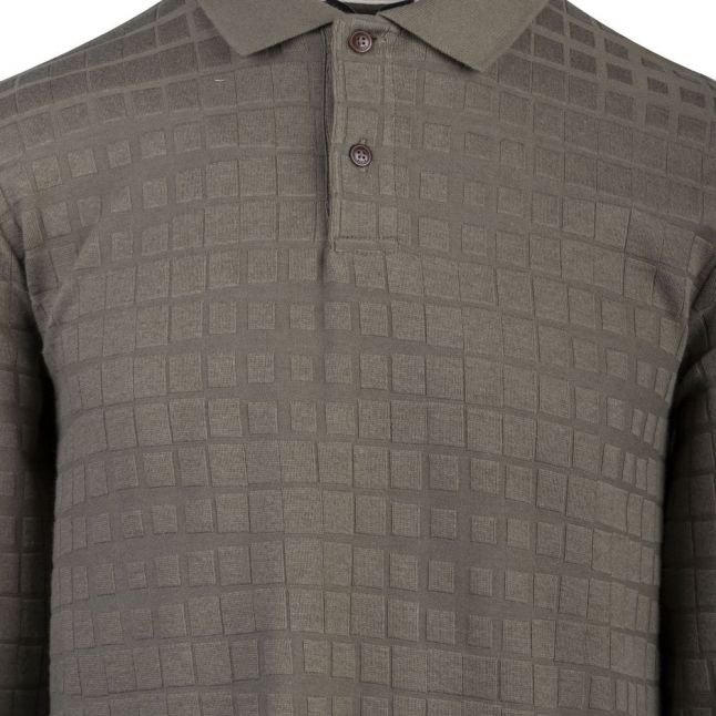Mens Khaki Chaser Textured L/s Polo Shirt