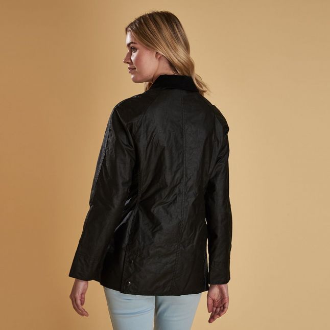 Womens Black Beadnell Waxed Jacket 75277 by Barbour from Hurleys