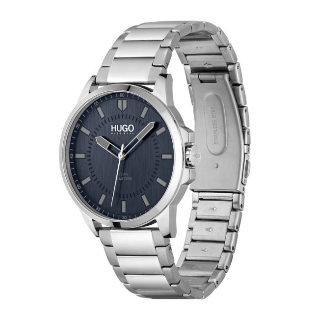 Mens Silver/Blue First Bracelet Watch