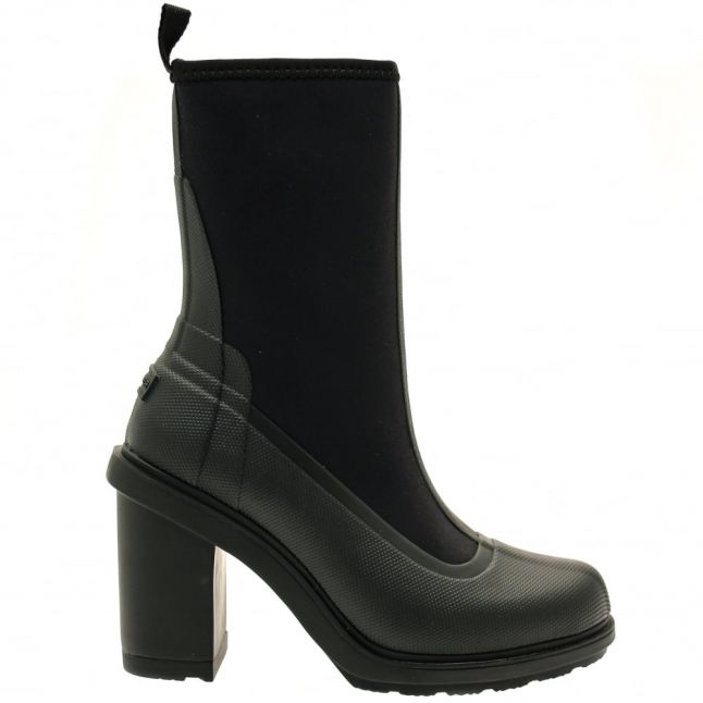 Womens Black High Heel Sock Wellington Boots