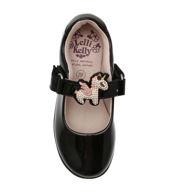 Girls Black Patent Bliss Unicorn F Fit Shoes (25-35)