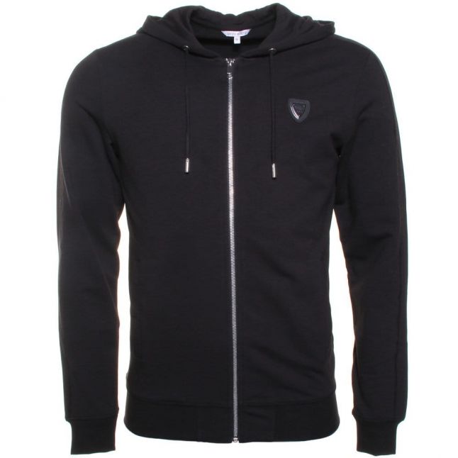 Mens Black Silver Label Hooded Sweat Top