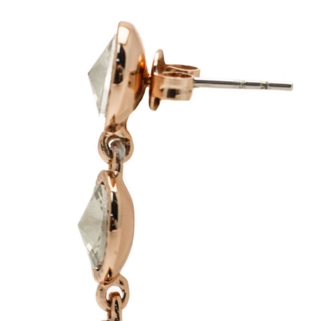 Womens Rose Gold & Crystal Rizza Drop Earrings