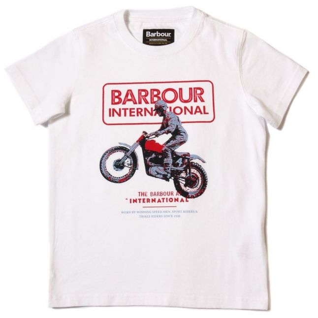 Boys White Motor S/s Tee Shirt 39690 by Barbour from Hurleys