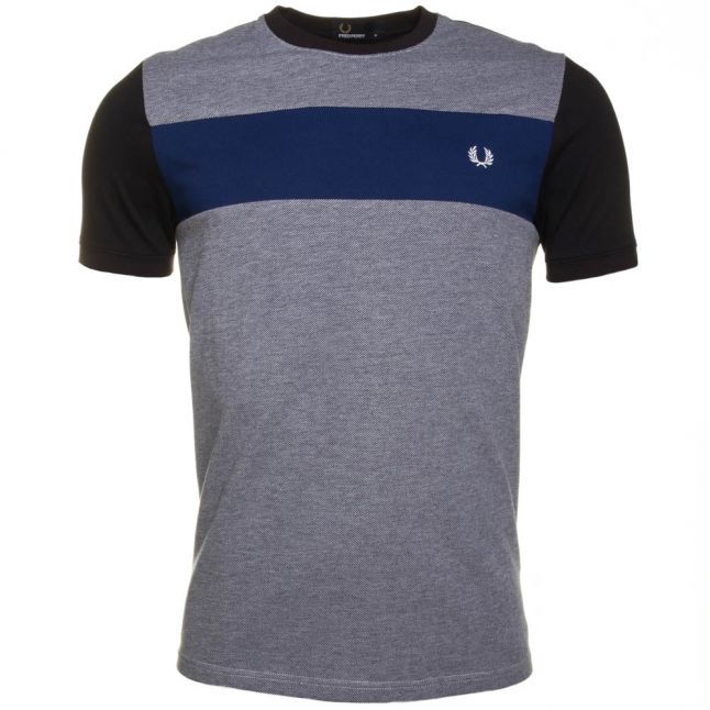 Mens French Navy Twill Jersey Panel S/s Tee Shirt