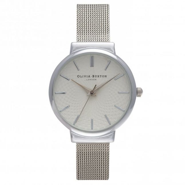 Womens Silver The Hackney Mesh Strap Watch