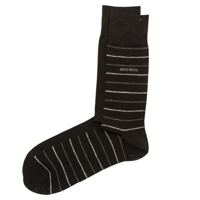 Mens Black Two Pack Fine Stripe Socks (5-11)