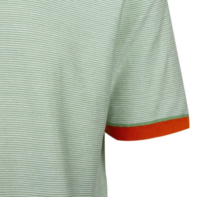 Mens Pale Green Camoff Striped Ribstart S/s T Shirt