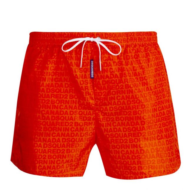 Mens Orange Printed Swim Shorts