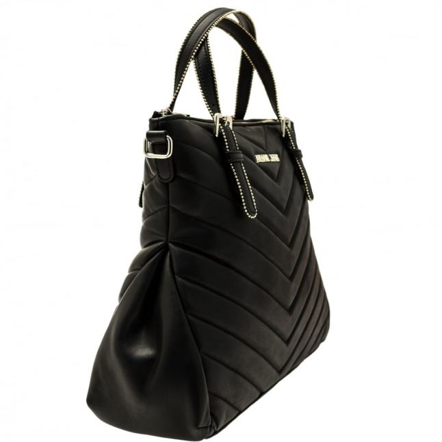 Womens Black Chevron Quilt Shopper Bag