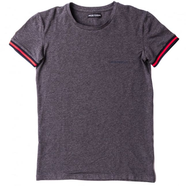 Mens Grey Striped Logo Band S/s Tee Shirt