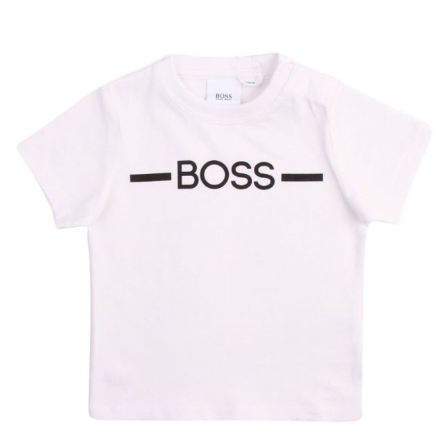 Toddler White Branded Chest Line S/s T Shirt