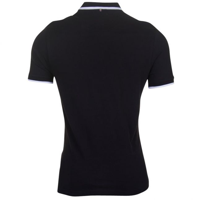 Mens Black Multistripe S/s Polo Shirt