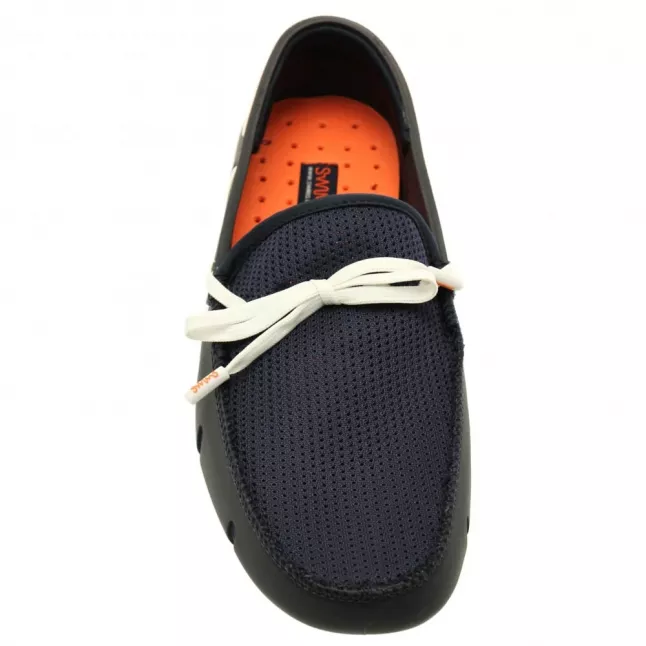 Mens Navy & White Lace Loafers