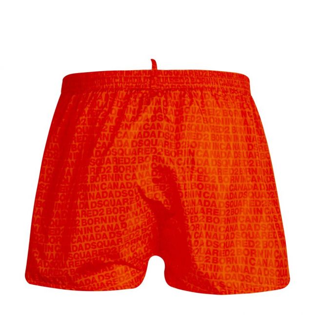 Mens Orange Printed Swim Shorts