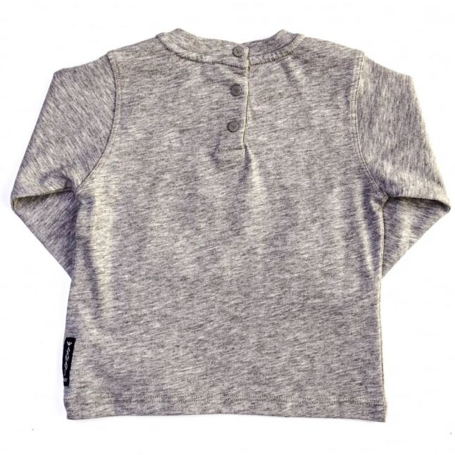 Baby Grey Melange Box Logo Print L/s Tee Shirt