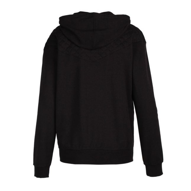 Womens Black Quilted Terry Hooded Tracksuit