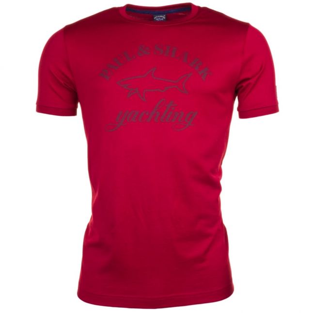 Paul & Shark Mens Red Shark Fit Tonal Logo S/s Tee Shirt