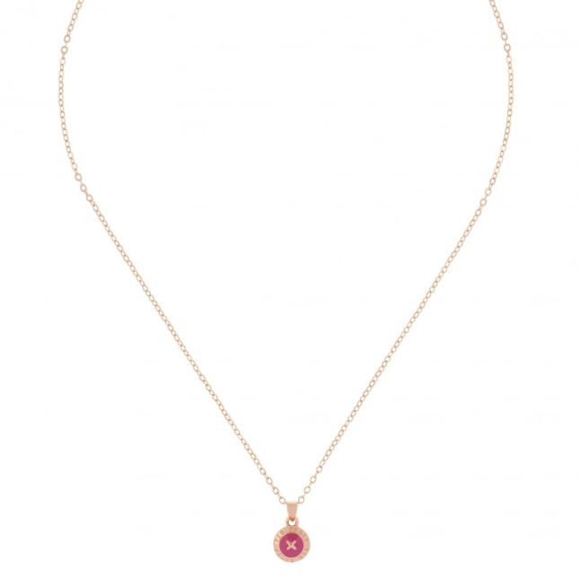 Womens Rose Gold & Mid Pink Elvina Pendant Necklace