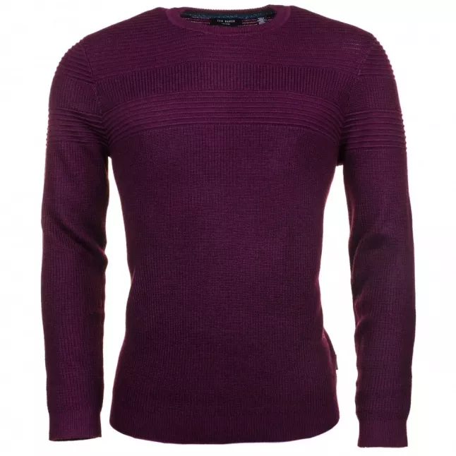 Mens Purple Rossi Mixed Stitch Knitted Jumper