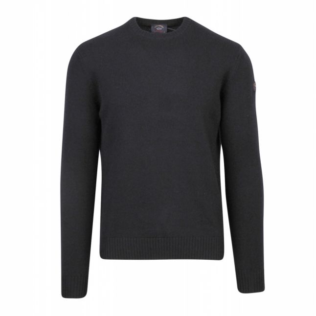 Mens Navy Lambswool Crew Neck Knitted Top