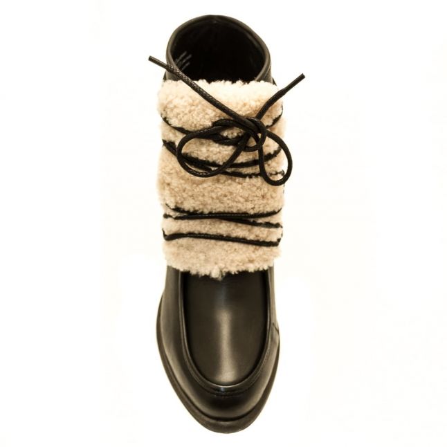 Womens Black & Natural Analise Exposed Fur Boots