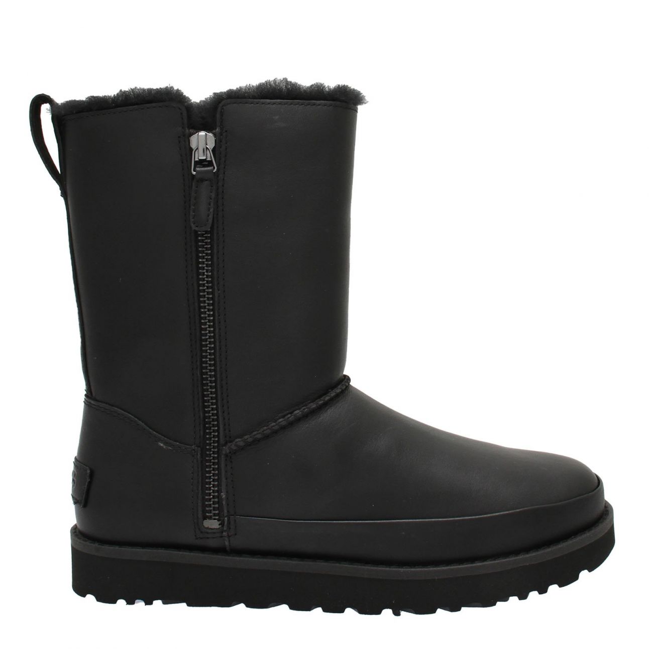 UGG Womens Black Classic Zip Short Leather Boots | Hurleys
