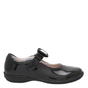 Girls Black Patent Colourissima Bow F Fit Shoes (25-35)