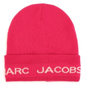 Marc Jacobs Hat Girls Fuchsia Branded Knit Hat
