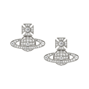 Vivienne Westwood Earrings Womens Platinum/White CZ Carmela Bas Relief Earrings