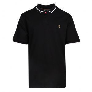 Mens Jet Black Meadtastic Tipped S/s Polo Shirt