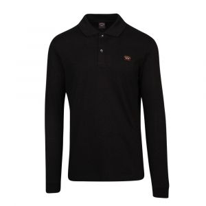 Mens Black Classic Logo Custom Fit L/s Polo Shirt
