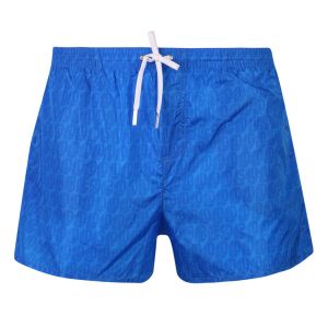 Mens Blue 3D Logo Print Swim Shorts