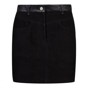 PS Paul Smith Skirt Womens Black Suede Leather Mix Short Skirt