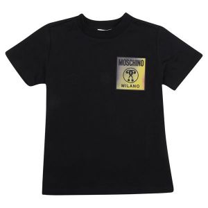 Boys Black Iridescent Logo S/s T Shirt