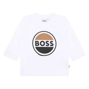 Boys White Circle Logo L/s T Shirt