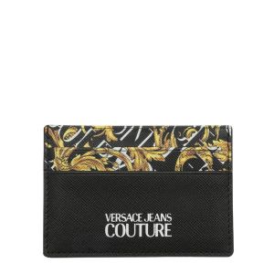 Mens Black/Gold Logo Couture Saffiano Cardholder
