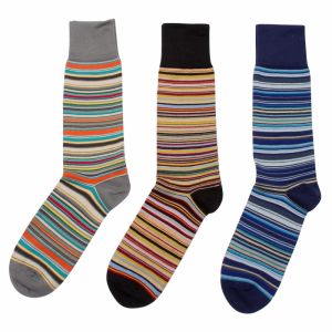 Mens Assorted Multi Stripe 3 Pack Socks
