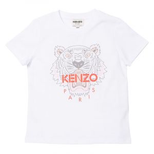 Girls White Core Tiger S/s T Shirt