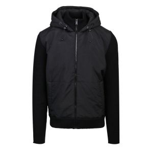Casual Mens Black Konopoly Hooded Zip Through Knitted Top