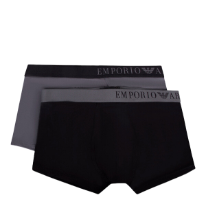 Emporio Armani Bodywear Trunks Mens Black/Anthracite Soft Bamboo 2 Pack Trunks