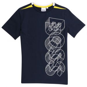 Boys Navy 3D Large Logo S/s T Shirt
