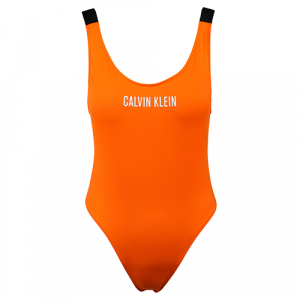 Womens Vivid Orange Scoop Back Swimsuit