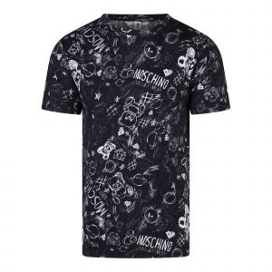 Moschino T Shirt Mens Black Grafitti Print S/s T Shirt