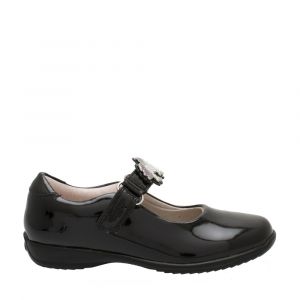 Girls Black Patent Blossom Unicorn F Fit Shoes (26-37)