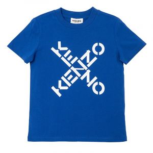 Boys Blue Logo Cross S/s T Shirt