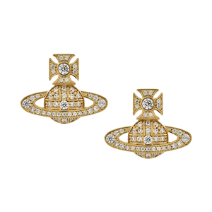 Vivienne Westwood Earrings Womens Gold/White CZ Carmela Bas Relief Earrings
